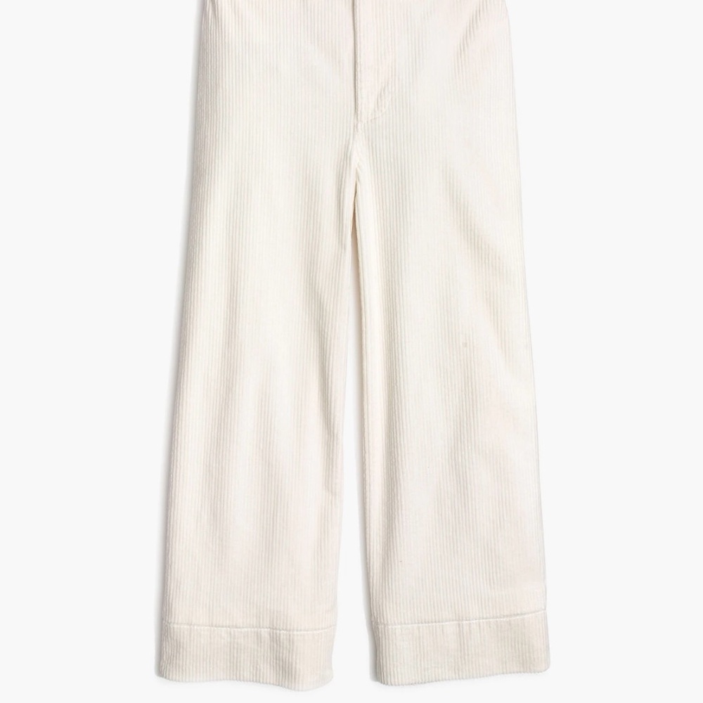 Madewell Emmett Wide Leg Crop Pants White Corduroy High Waisted Rise size 29